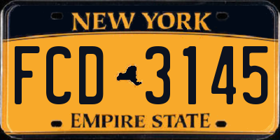 NY license plate FCD3145