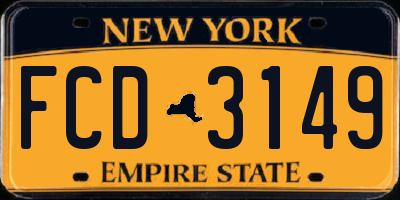 NY license plate FCD3149