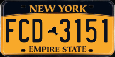 NY license plate FCD3151