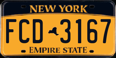 NY license plate FCD3167
