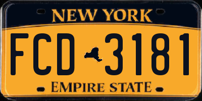 NY license plate FCD3181
