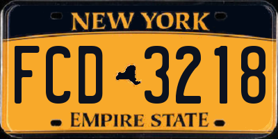 NY license plate FCD3218