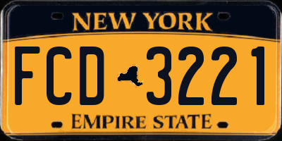 NY license plate FCD3221