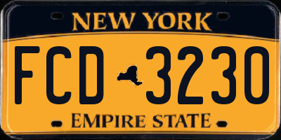 NY license plate FCD3230