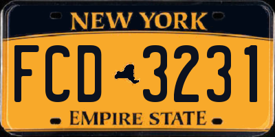 NY license plate FCD3231