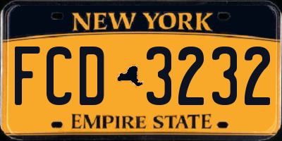 NY license plate FCD3232