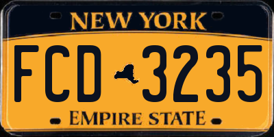 NY license plate FCD3235