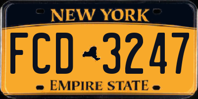 NY license plate FCD3247