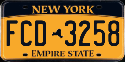 NY license plate FCD3258