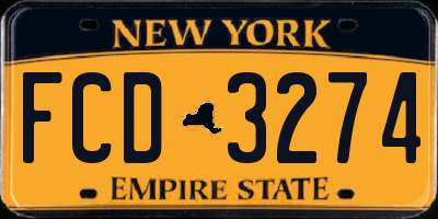 NY license plate FCD3274
