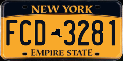NY license plate FCD3281