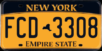NY license plate FCD3308