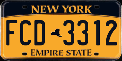 NY license plate FCD3312