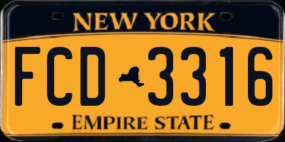 NY license plate FCD3316