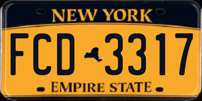 NY license plate FCD3317
