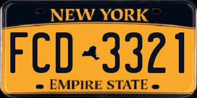 NY license plate FCD3321
