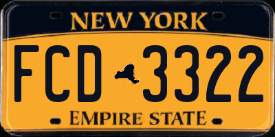 NY license plate FCD3322