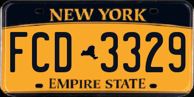 NY license plate FCD3329