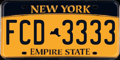 NY license plate FCD3333