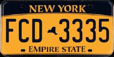 NY license plate FCD3335