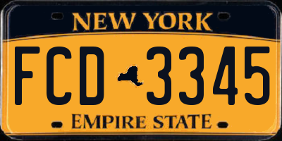 NY license plate FCD3345
