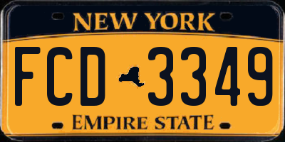 NY license plate FCD3349
