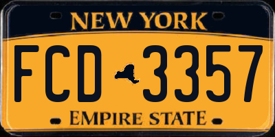 NY license plate FCD3357