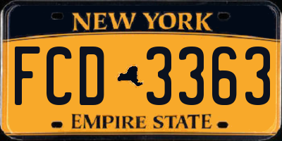 NY license plate FCD3363
