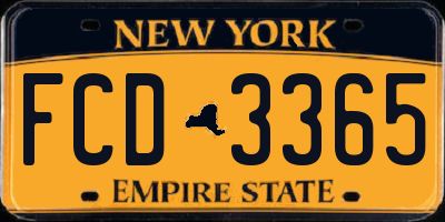 NY license plate FCD3365