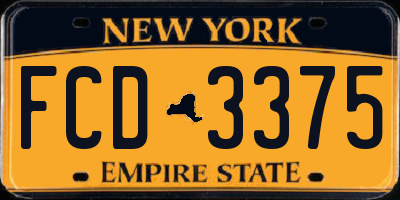 NY license plate FCD3375