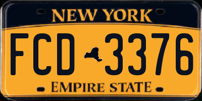 NY license plate FCD3376