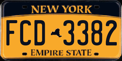 NY license plate FCD3382