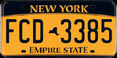 NY license plate FCD3385