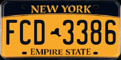 NY license plate FCD3386