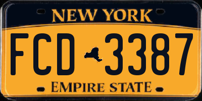 NY license plate FCD3387