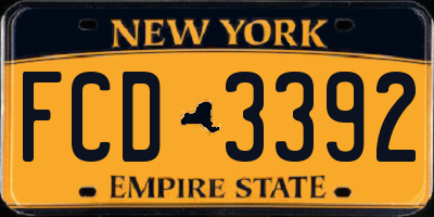 NY license plate FCD3392