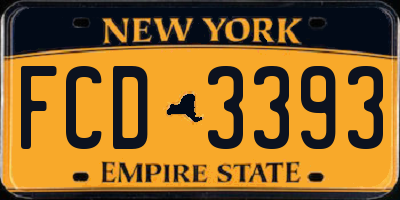 NY license plate FCD3393
