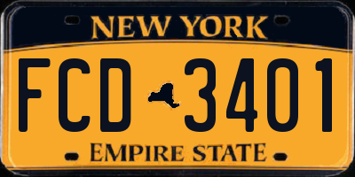 NY license plate FCD3401