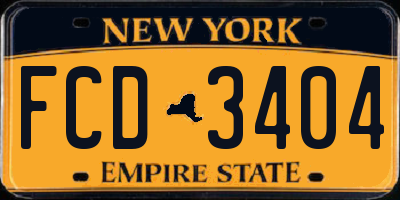 NY license plate FCD3404
