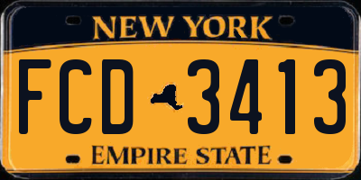 NY license plate FCD3413