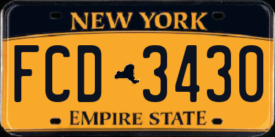 NY license plate FCD3430