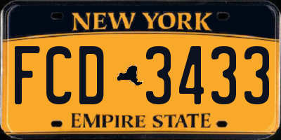 NY license plate FCD3433