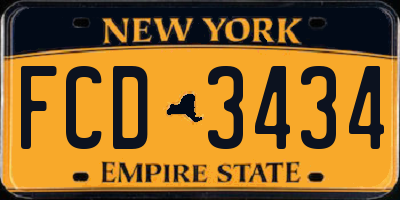 NY license plate FCD3434