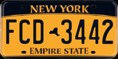 NY license plate FCD3442