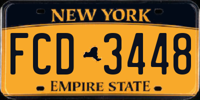 NY license plate FCD3448