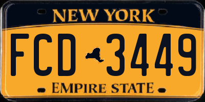 NY license plate FCD3449