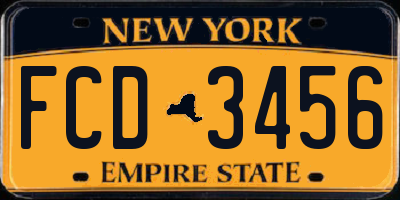 NY license plate FCD3456