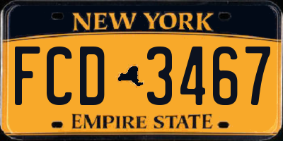 NY license plate FCD3467