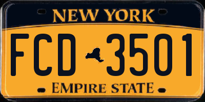 NY license plate FCD3501