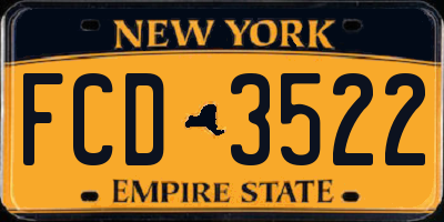 NY license plate FCD3522